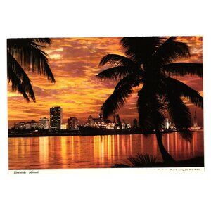 Vintage John Hinde Postcard Eventide Miami Brilliant Sunset Scene Greeting